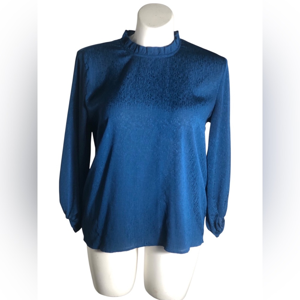 LOFT Oulet long sleeve ruffle neck chiffon top Sz XL